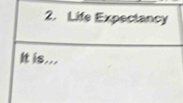 Life Expectancy 
It is...