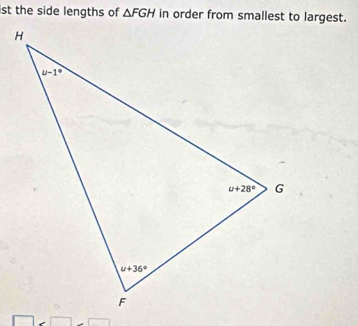 ist the side lengths of △ FGH
sqrt() □