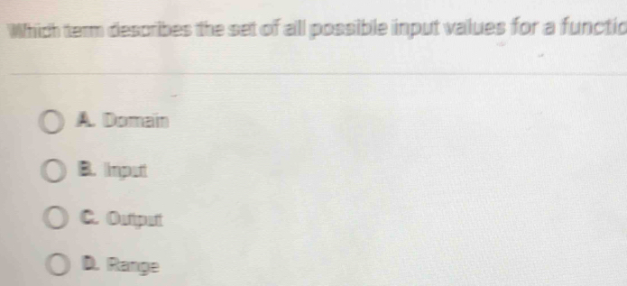 Solved: Which term describes the set of all possible input values for a ...