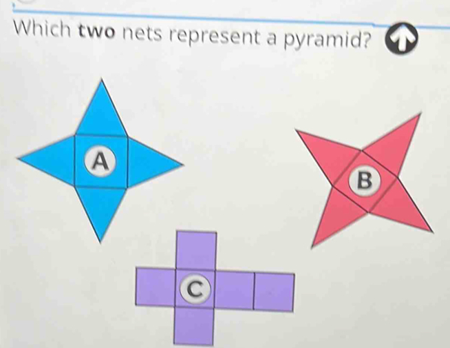 Which two nets represent a pyramid?