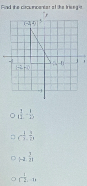 ( 3/2 ,- 1/2 )
(- 1/2 , 3/2 )
(-2, 3/2 )
(- 1/2 ,-1)