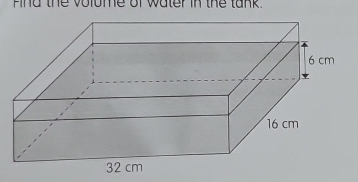 Find the volume of water in the tank.