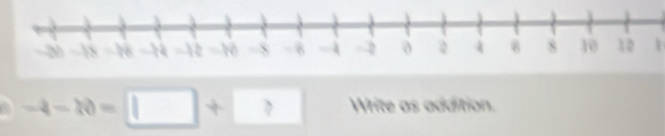 a -4-10=□ +□ Write as addition.