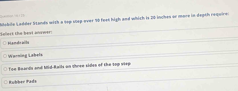 Solved: Mobile Ladder Stands with a top step over 10 feet high and ...