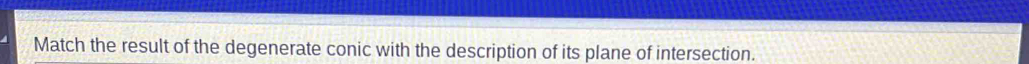 Match the result of the degenerate conic with the description of its plane of intersection.