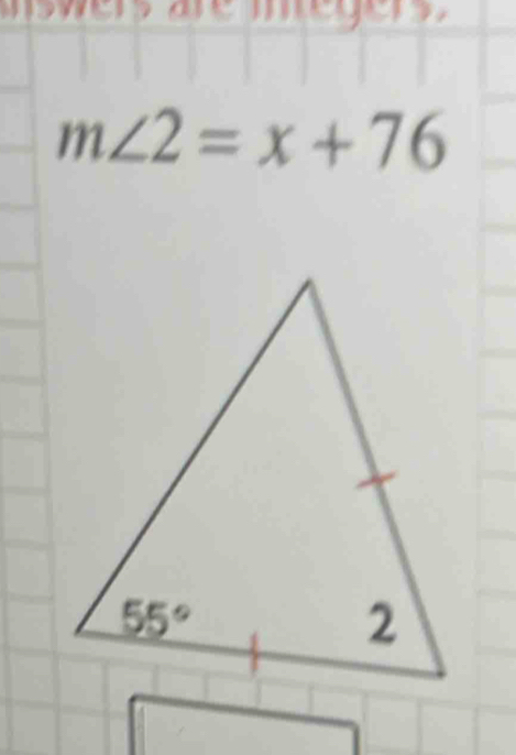 m∠ 2=x+76