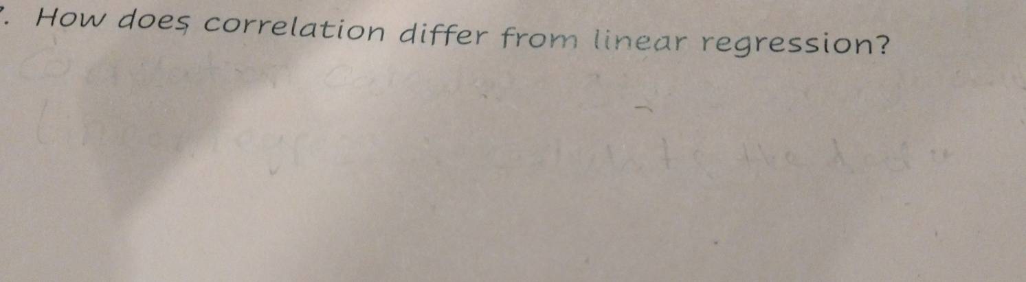 How does correlation differ from linear regression?