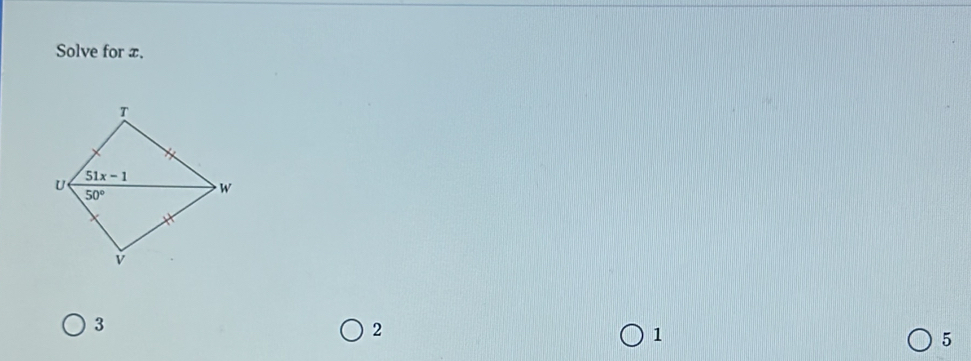 Solve for x.
3
2
1
5