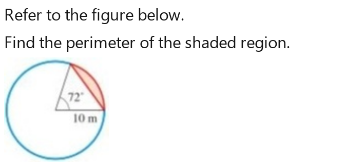 Solved: Refer to the figure below. Find the perimeter of the shaded ...