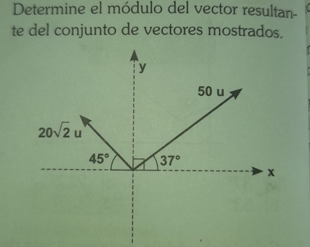 Determine el módulo del vector resultan-
te del conjunto de vectores mostrados.