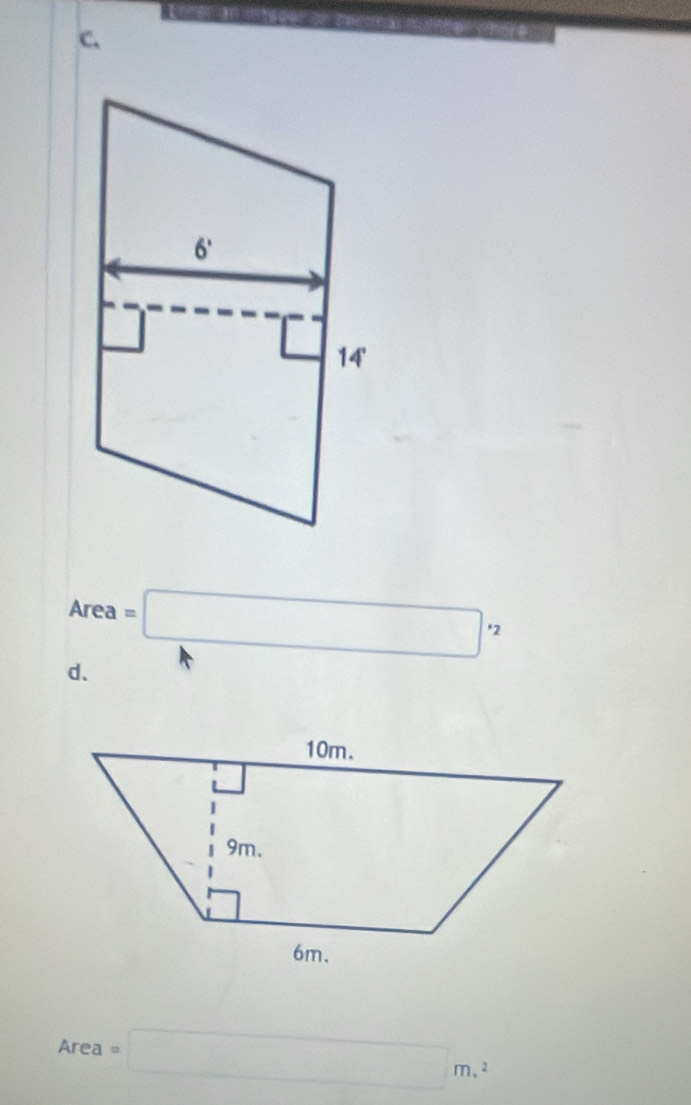 Area=□°
d.
Area=□ m.^2