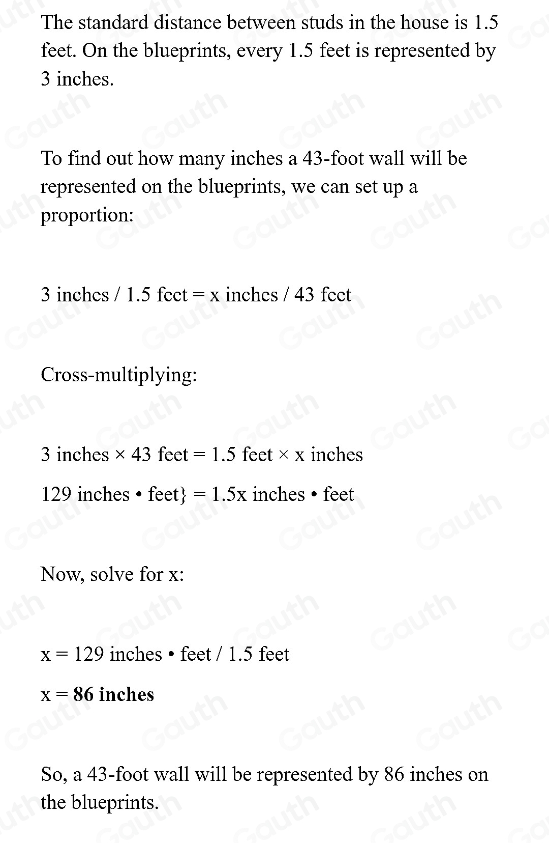 Solved: House Plans: The standard distance between studs in a house is ...