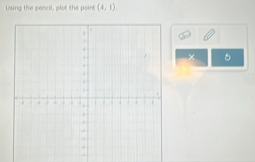 Using the pencil, plot the point (4,1), 
/