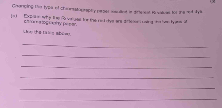 Solved: (3) Changing the type of chromatography paper resulted in ...