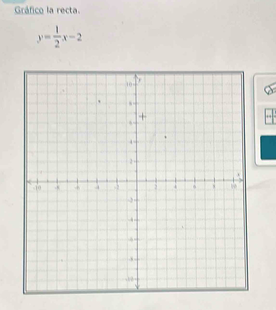 Gráfico la recta.
y= 1/2 x-2