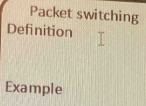 Packet switching 
Definition 
Example