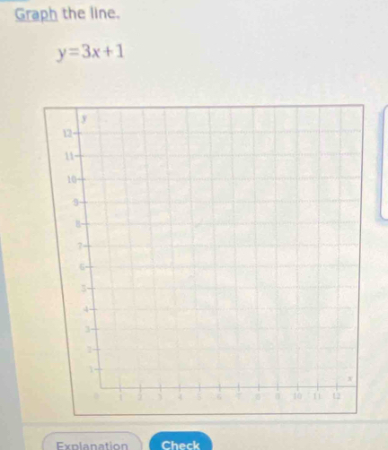 Graph the line.
y=3x+1
Explanation Check