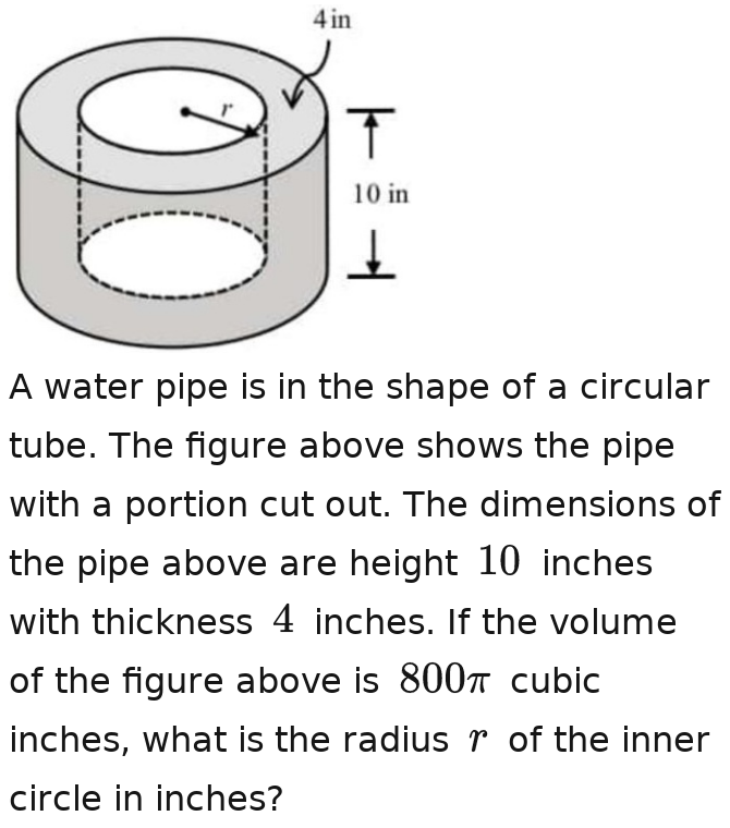 Solved: 4in A water pipe is in the shape of a circular tube. The figure ...