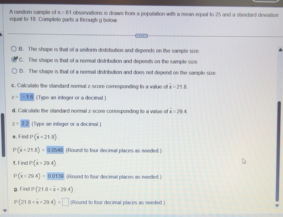 Solved: A random sample of n=81 observations is drawn from a population ...