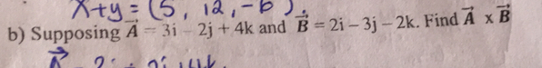 Supposing overline A=3i-2j+4k and vector B=2i-3j-2k. Find vector A* vector B