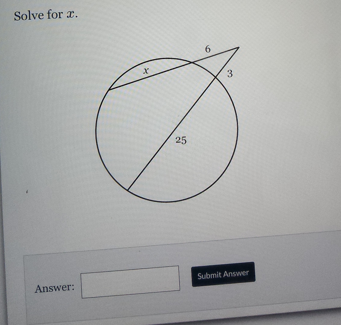 Solve for x. 
Answer: □ Submit Answer