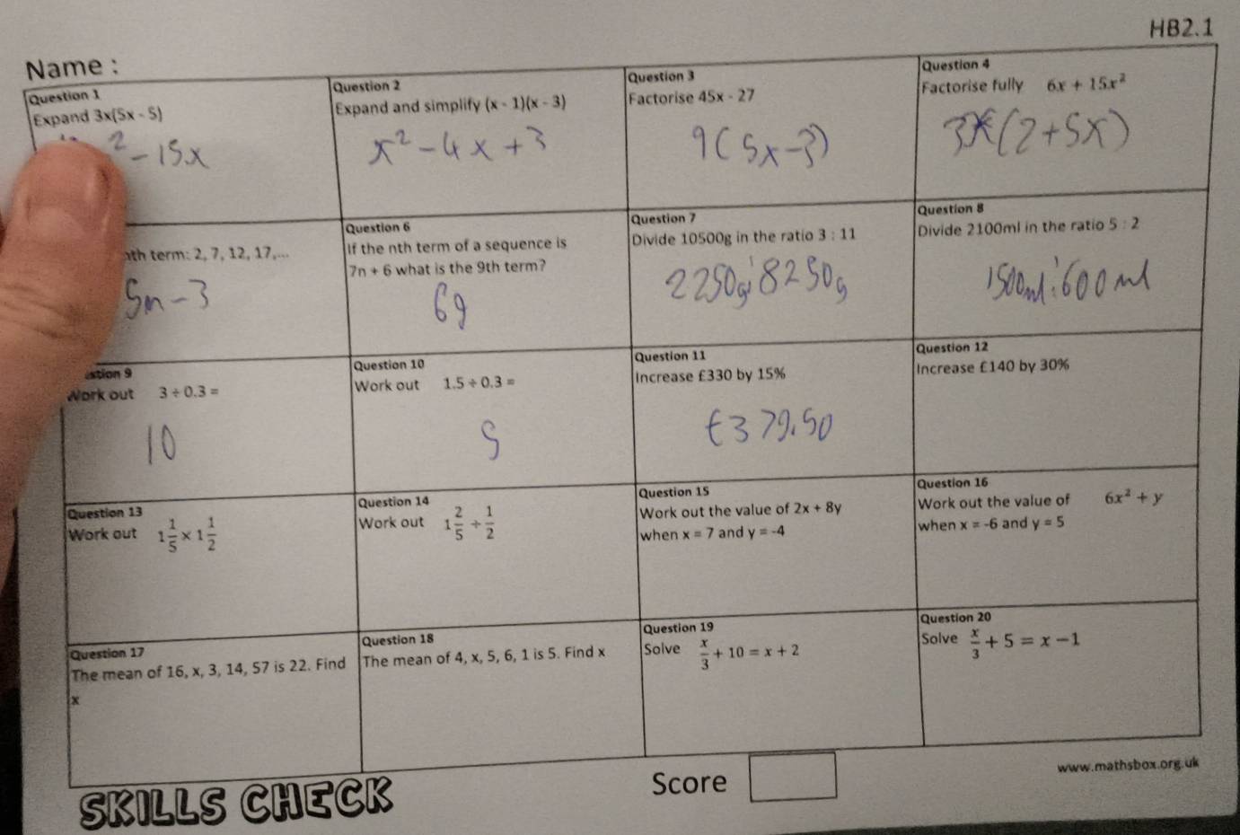 HB2.1
 
Q
E
SKILLS CHECK