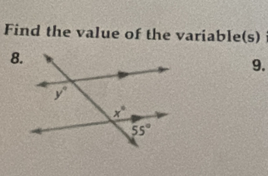 Find the value of the variable(s)
8.
9.