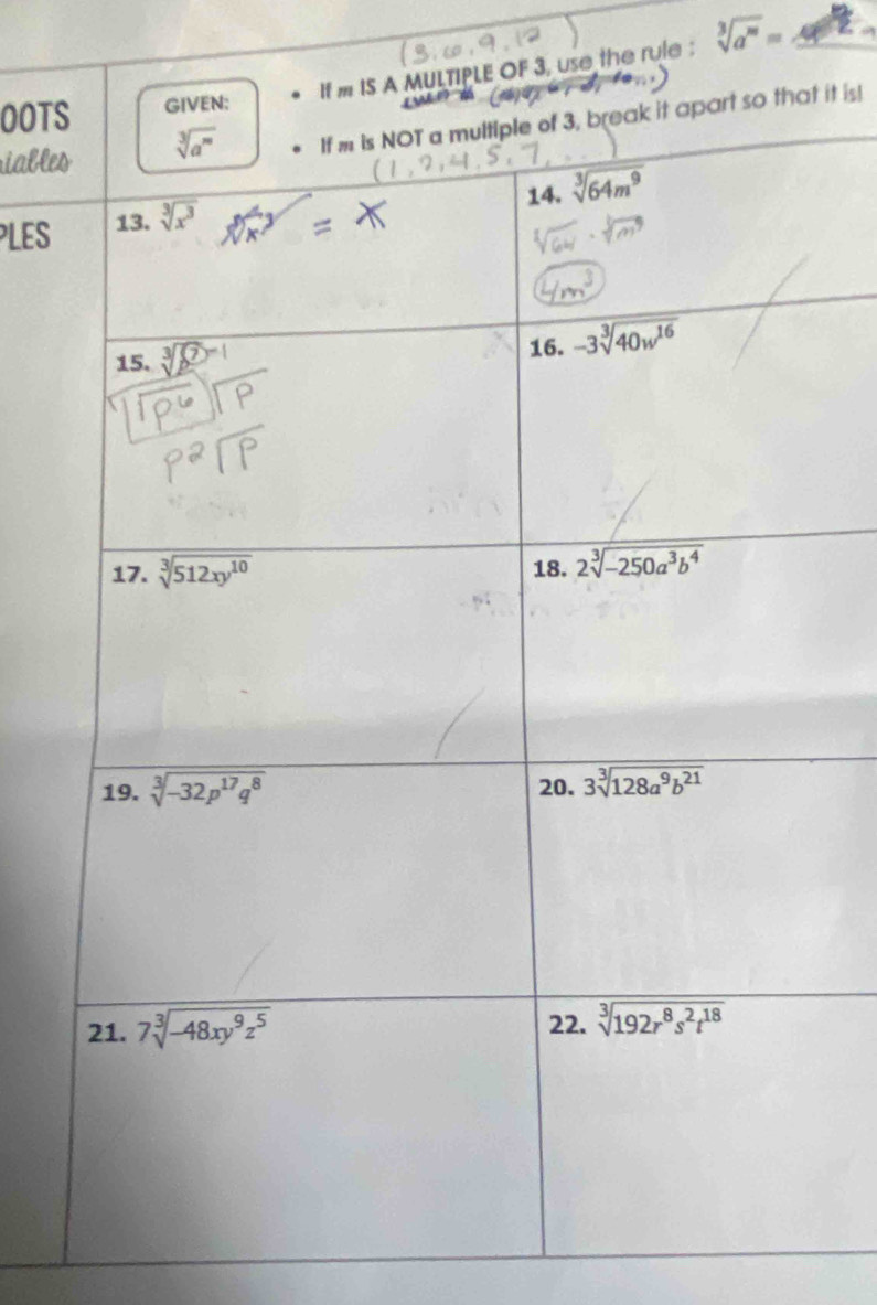 Solved: OOTS A MULTIPLE OF 3, use the rule : sqrt[3](a^m)= iablet it is ...
