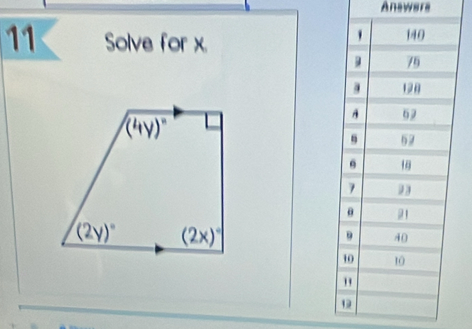 Anawars
11 Solve for x.