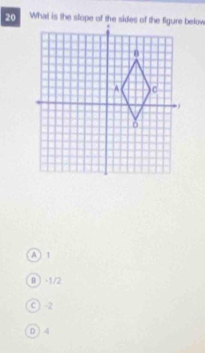 20
A  1
β  -1/2
C) -2
D) 4