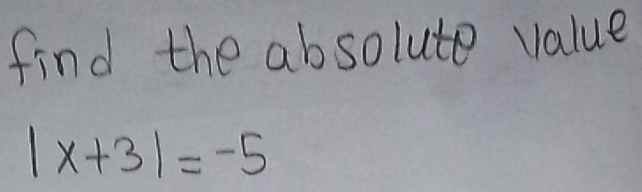 find the absolute value
|x+3|=-5