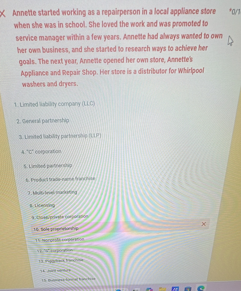 Solved: Annette started working as a repairperson in a local appliance ...