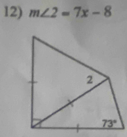 m∠ 2=7x-8