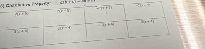 6 a(b+c)=ab+ac