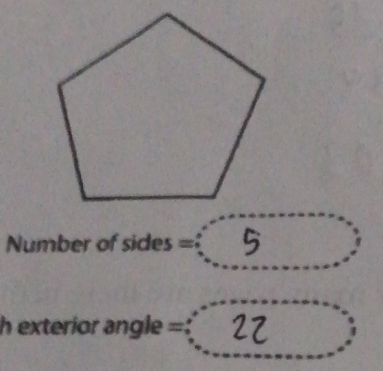 Number of sides = 5
h exterior angle =□ 27