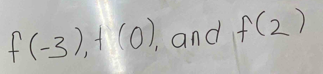 f(-3), f(0), ,and f(2)