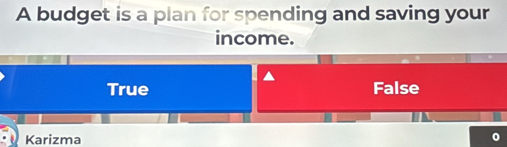 A budget is a plan for spending and saving your
income.
True False
Karizma 0