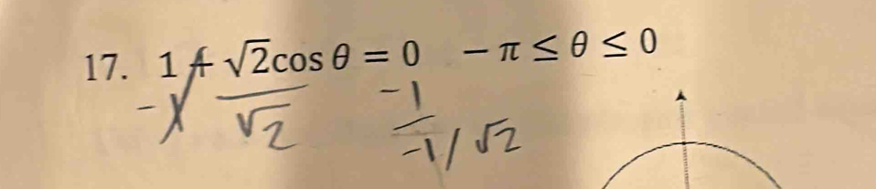 1Asqrt(2)cos θ =0 -π ≤ θ ≤ 0