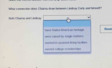 Solved: What connection does Obama draw between Lindsay Early and ...