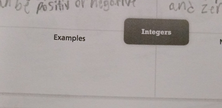 Integers 
Examples