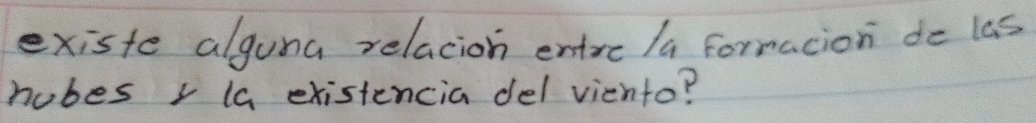 existe alguna relacion entre la forracion do las 
nubes r (a existencia del viento?