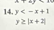 x+2y* 10
14. y
y≥ |x+2|