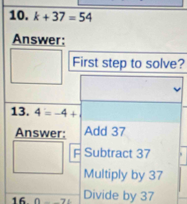 k+37=54
?
16. ∩
Divide by 37