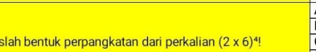 slah bentuk perpangkatan dari perkalian (2* 6)^4 I