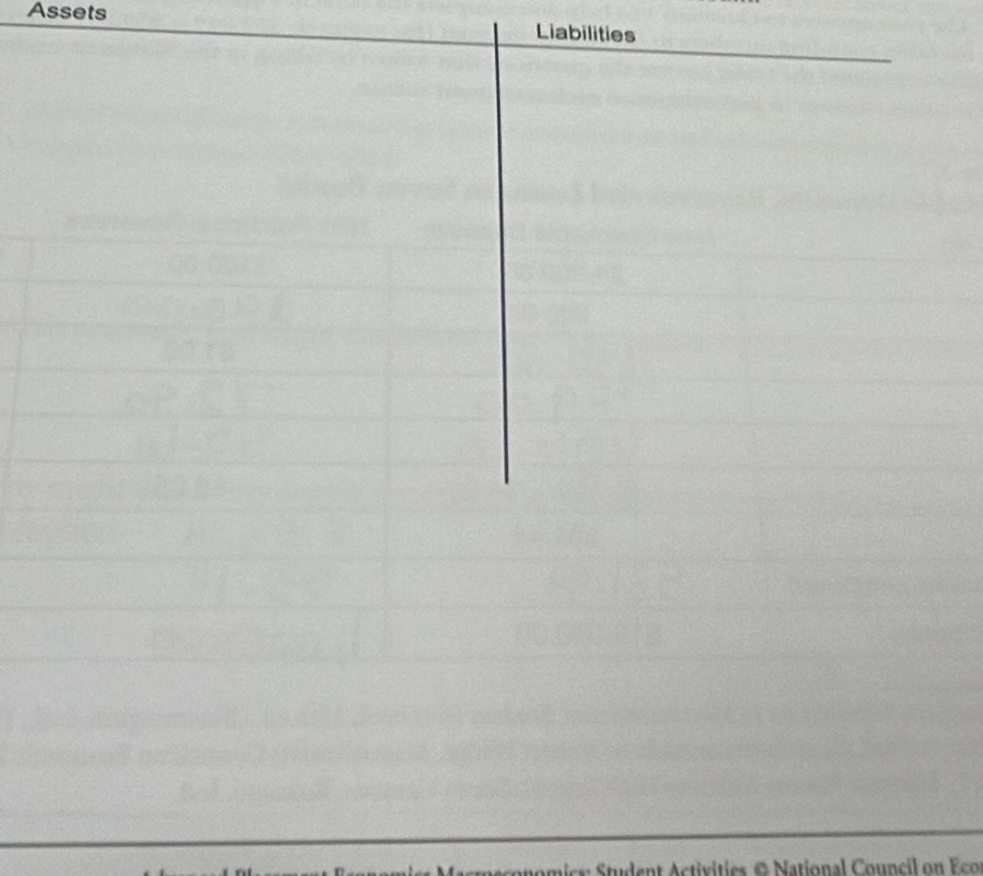 Assets 
Liabilities 
C nomics: Student Activities © National Council on Ec