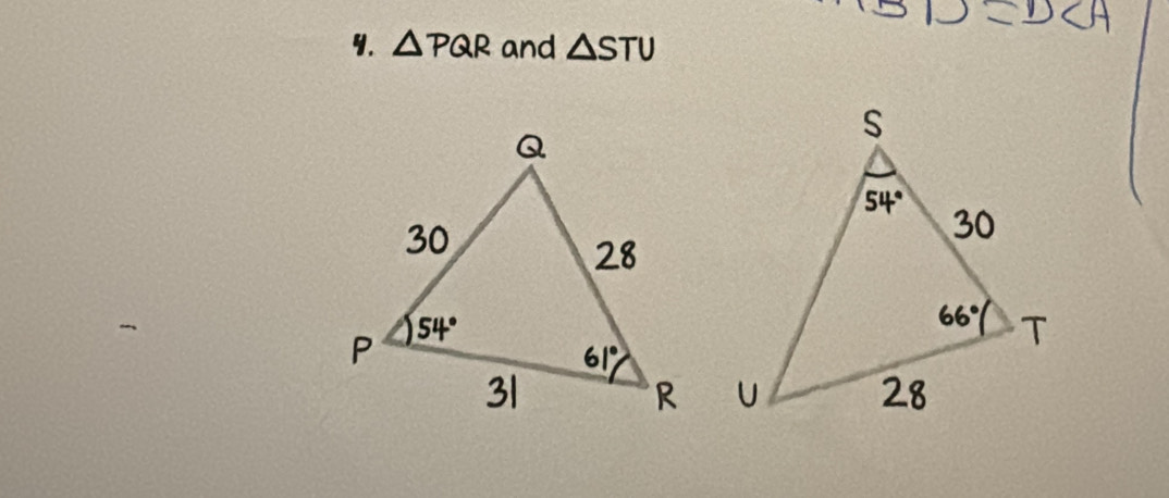 △ PQR and △ STU