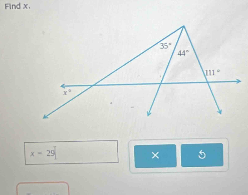 Find x.
x=29
×
5