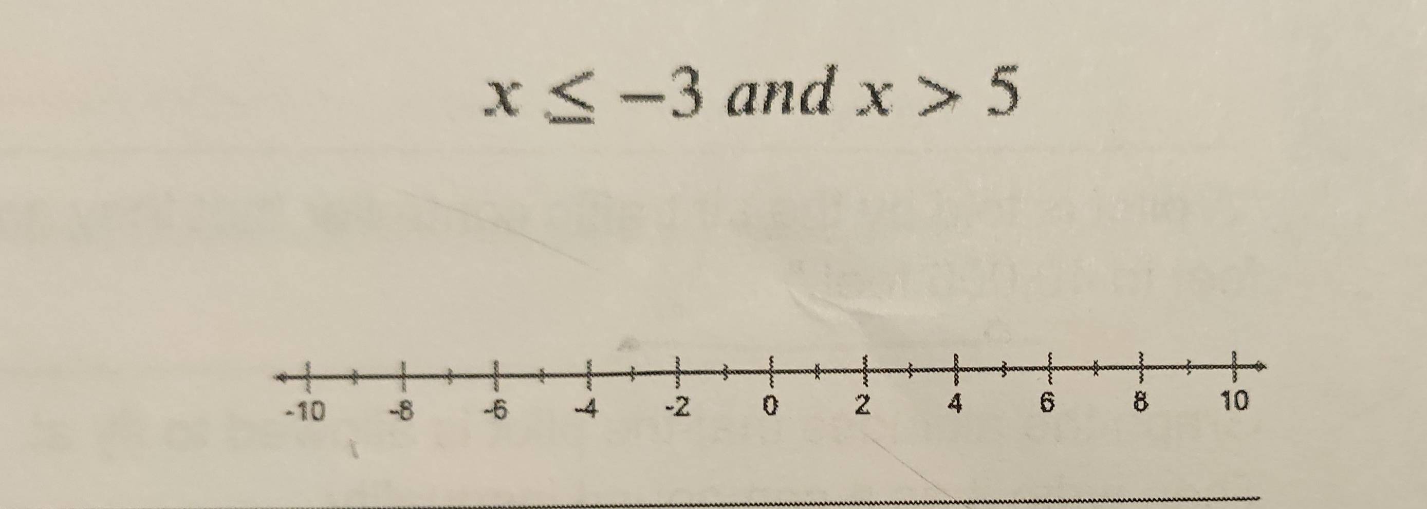 x≤ -3 and x>5