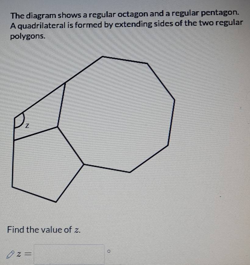Solved: The diagram shows a regular octagon and a regular pentagon. A ...