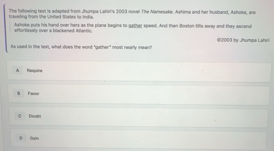 Solved: The following text is adapted from Jhumpa Lahiri's 2003 novel ...